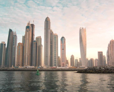 Dubai Marina Skyline Sonnenuntergang