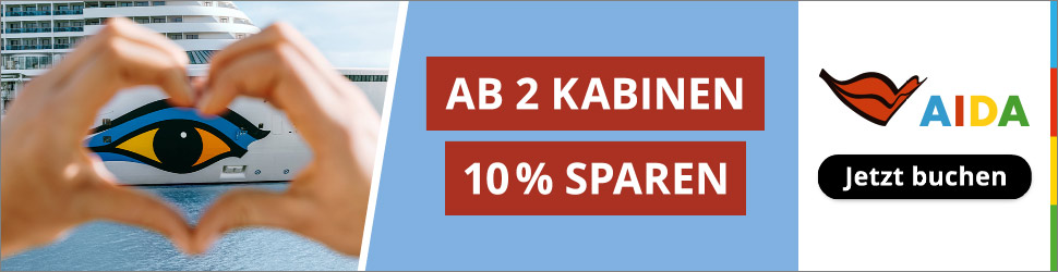 AIDA Kreuzfahrt Angebote: Ab 2 Kabinen 10% sparen