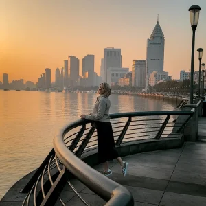 Shanghai The Bund Promenade Sonnenaufgang